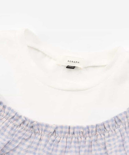 【連衣裙】少女格紋荷葉邊T恤