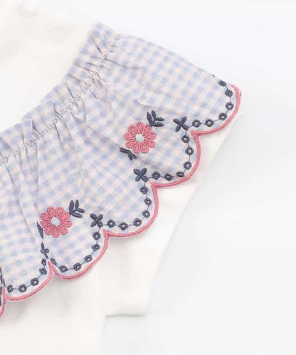 【連衣裙】少女格紋荷葉邊T恤