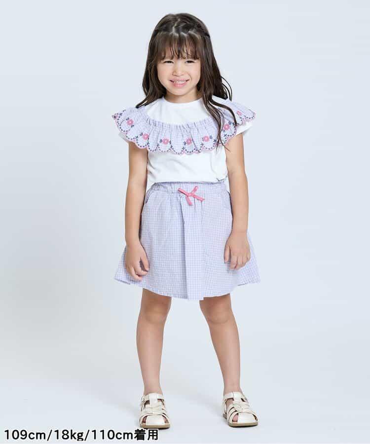 【連衣裙】少女格紋荷葉邊T恤