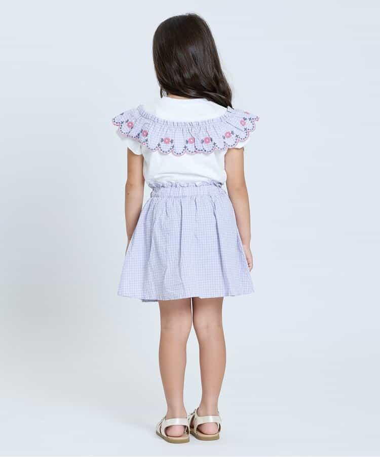 【連衣裙】少女格紋荷葉邊T恤