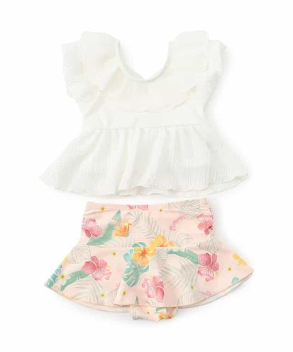 度假套裝荷葉邊分體泳衣_UV防曬