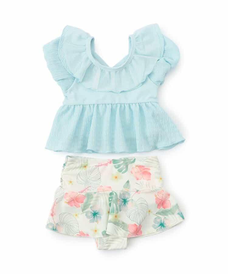 度假套裝荷葉邊分體泳衣_UV防曬