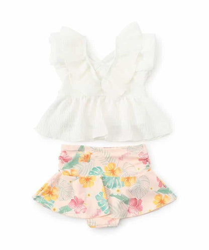 度假套裝荷葉邊分體泳衣_UV防曬