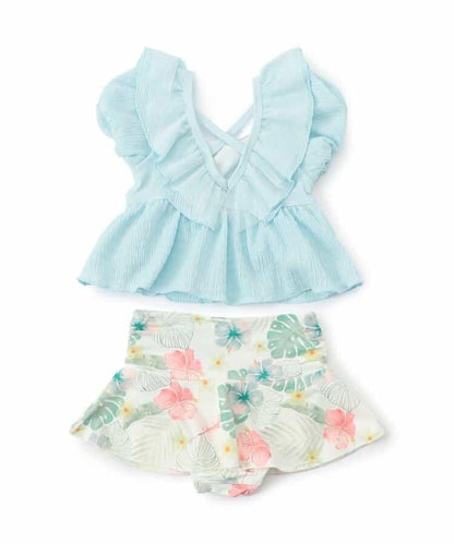 度假套裝荷葉邊分體泳衣_UV防曬