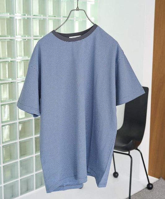 大尺寸剪裁 顏色 細條紋 短袖 T恤