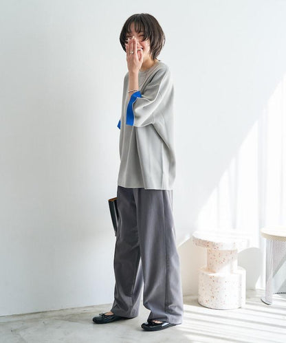 接觸冷感 針織 襯色 半袖 拉鍊衫【限定推出】