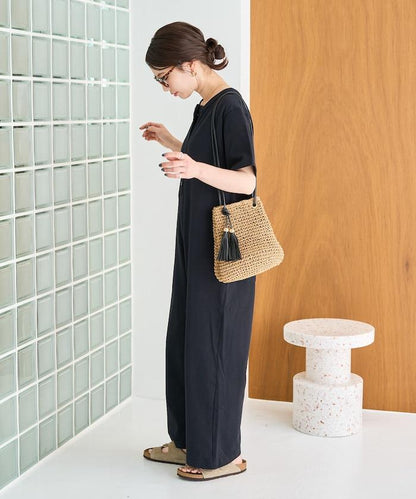 輕鬆款前開扣短袖連體褲