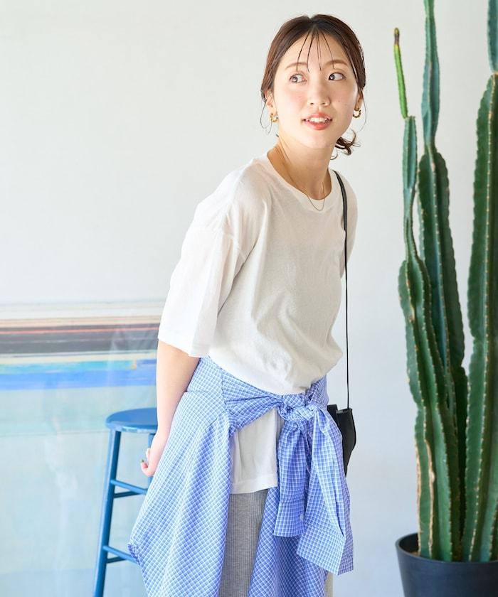 透視 亞麻 半袖 拉鍊衫