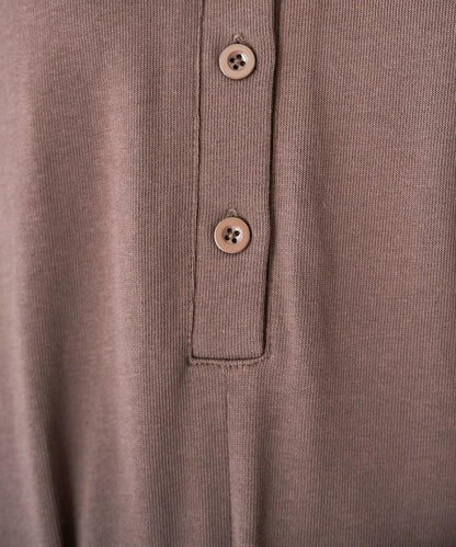 輕鬆款前開扣短袖連體褲