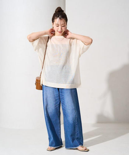 手洗可 混紡亞麻 透氣 半袖 TEE(針織)