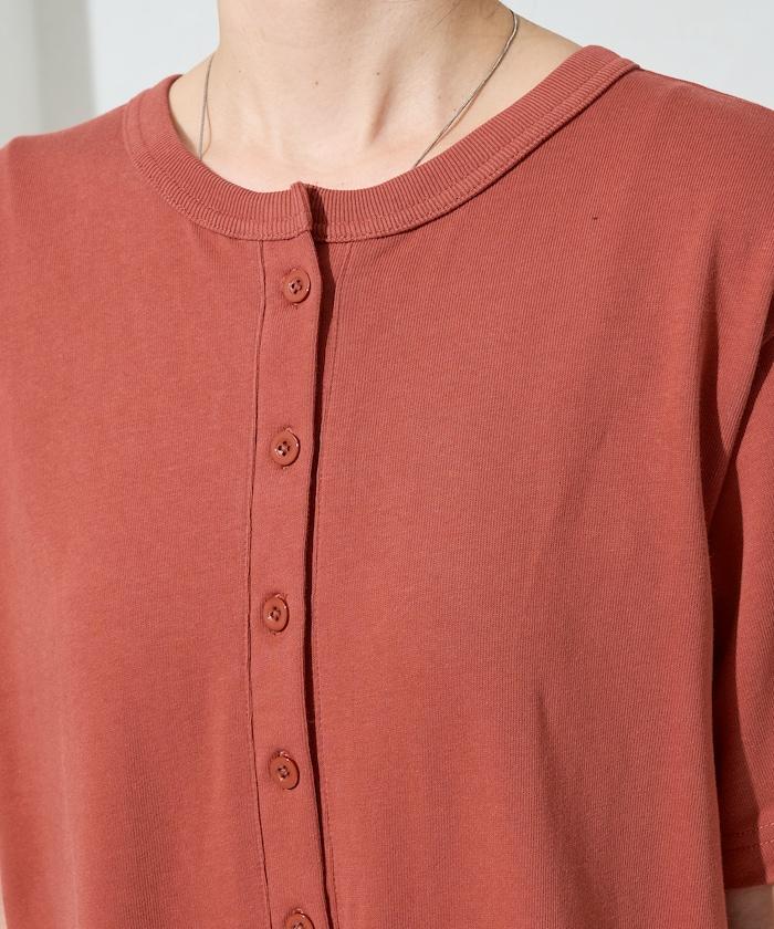 輕鬆款前開扣短袖連體褲