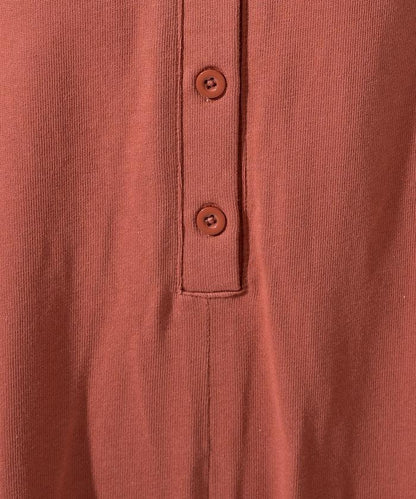 輕鬆款前開扣短袖連體褲