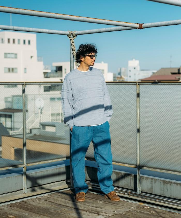 版 寬鬆牛仔廚師褲