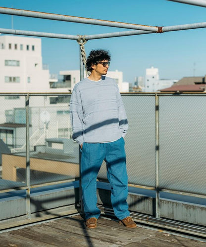 版 寬鬆牛仔廚師褲