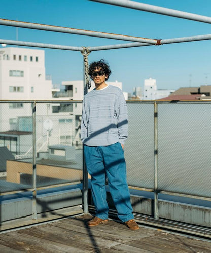 版 寬鬆牛仔廚師褲