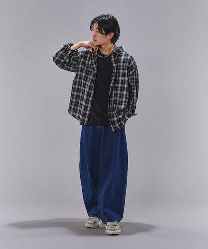 打褶斜紋褲