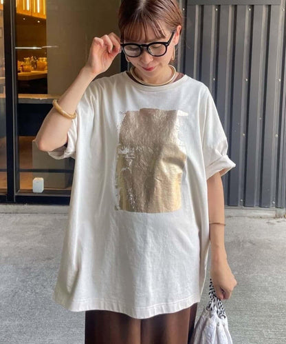 【NUNIFE/】箔印花大T-shirt
