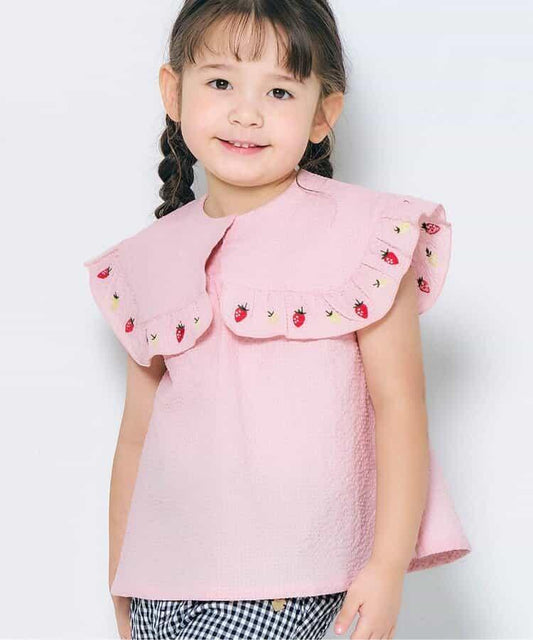 檸檬草莓刺繡襯衫