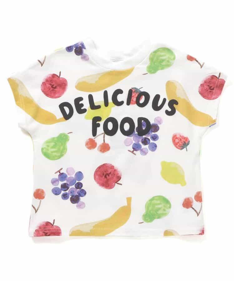 大尺寸水果圖案＆蔬菜方格圖案T恤