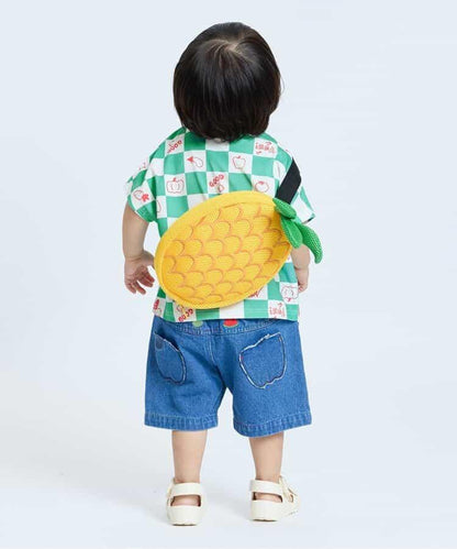 大尺寸水果圖案＆蔬菜方格圖案T恤