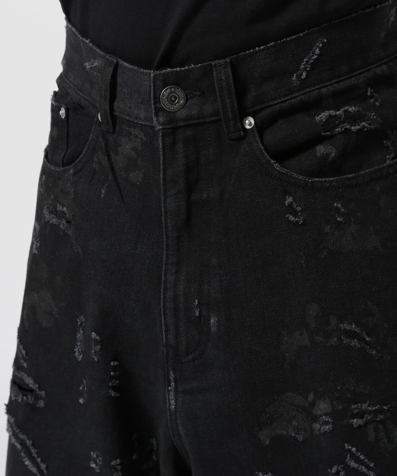 FR(13)NDS/朋友/HDK損傷寬鬆褲 BLK