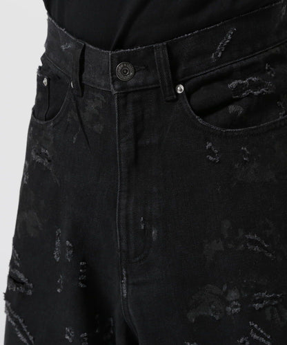 FR(13)NDS/朋友/HDK損傷寬鬆褲 BLK