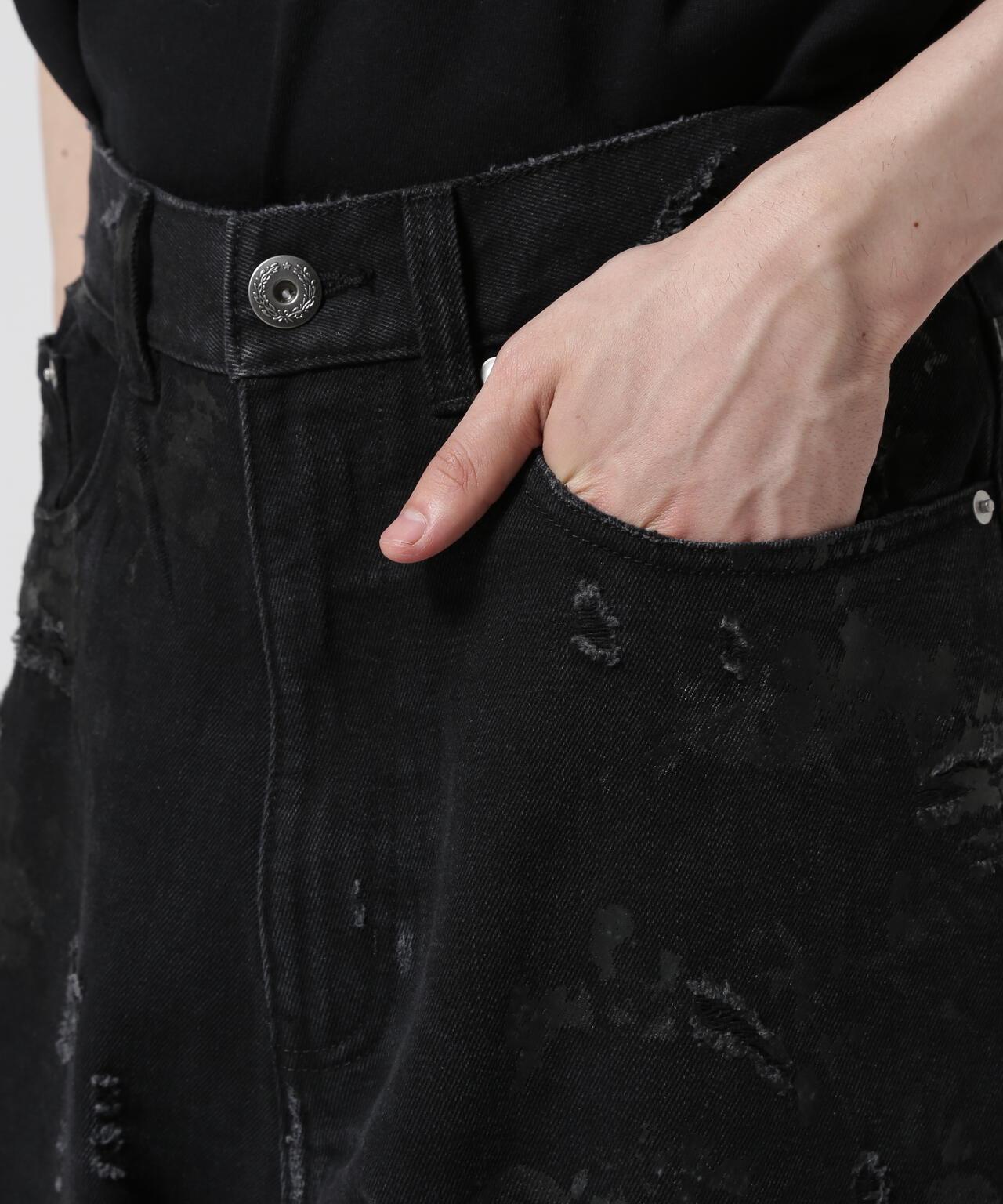 FR(13)NDS/朋友/HDK損傷寬鬆褲 BLK