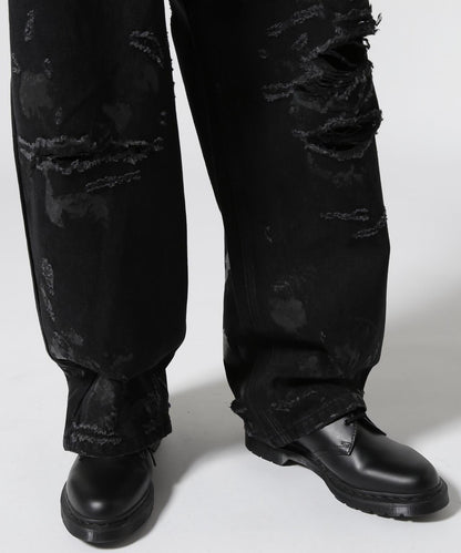 FR(13)NDS/朋友/HDK損傷寬鬆褲 BLK