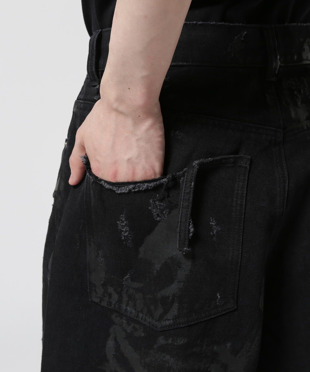 FR(13)NDS/朋友/HDK損傷寬鬆褲 BLK