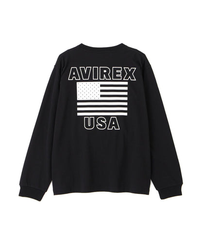 《&DEPOT限定》美國國旗印花長袖T恤 / 美國國旗長袖T恤 / AVIREX