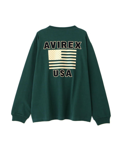 《&DEPOT限定》美國國旗印花長袖T恤 / 美國國旗長袖T恤 / AVIREX