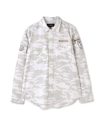 基礎疲勞軍裝卡其色長袖襯衫