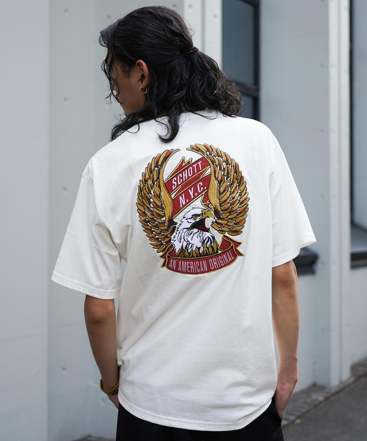 T恤 "鷹和絲帶刺繡"