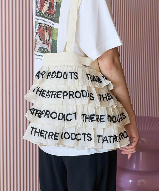 設計 標誌刺繡 褶邊托特包