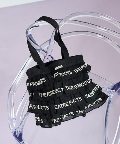 設計 標誌刺繡 褶邊托特包