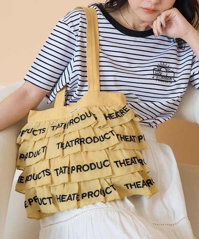 設計 標誌刺繡 褶邊托特包