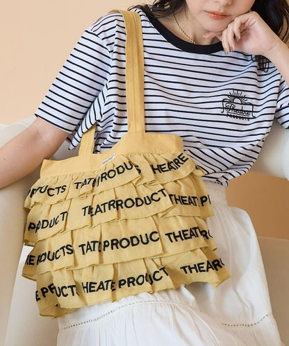 設計 標誌刺繡 褶邊托特包