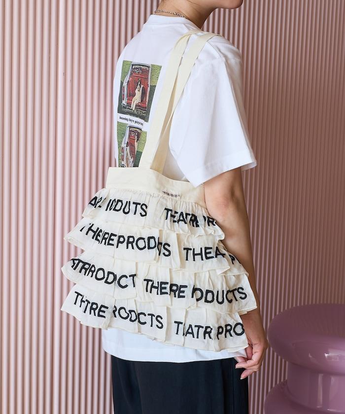 設計 標誌刺繡 褶邊托特包