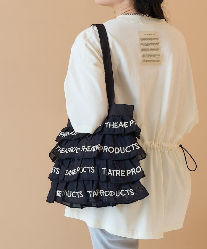 設計 標誌刺繡 褶邊托特包