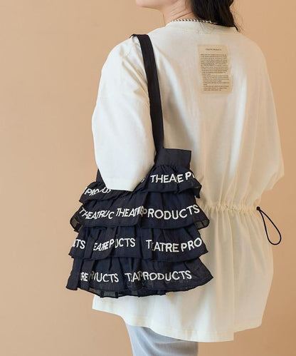 設計 標誌刺繡 褶邊托特包