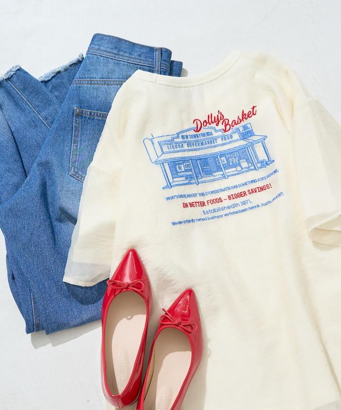 歐根紗 × T恤 背部刺繡 短袖 T恤