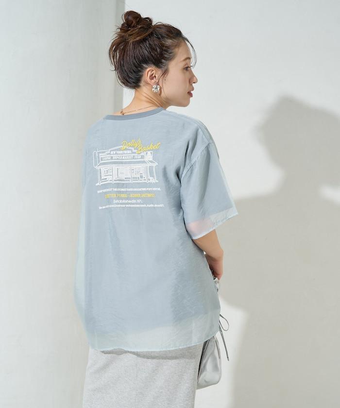 歐根紗 × T恤 背部刺繡 短袖 T恤