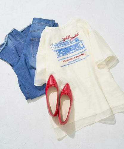 歐根紗 × T恤 背部刺繡 短袖 T恤