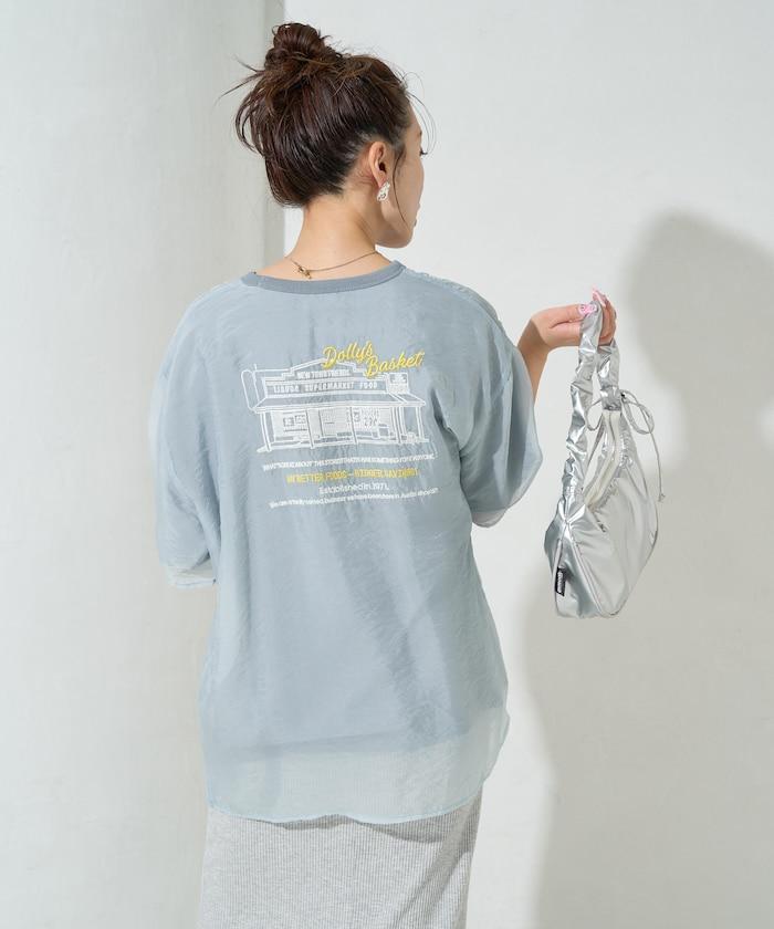 歐根紗 × T恤 背部刺繡 短袖 T恤