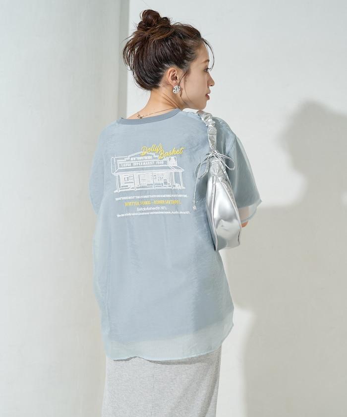 歐根紗 × T恤 背部刺繡 短袖 T恤