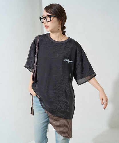 歐根紗 × T恤 背部刺繡 短袖 T恤