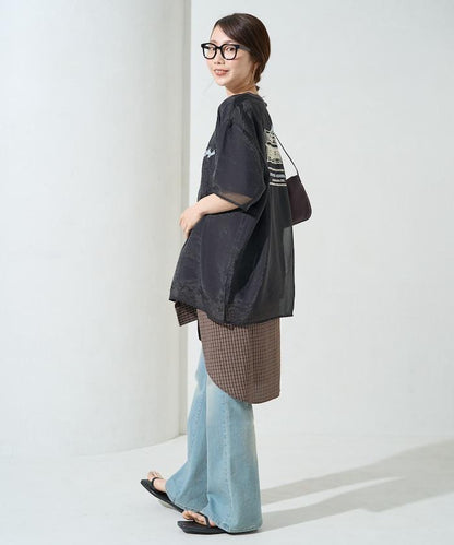 歐根紗 × T恤 背部刺繡 短袖 T恤