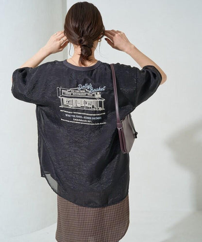 歐根紗 × T恤 背部刺繡 短袖 T恤