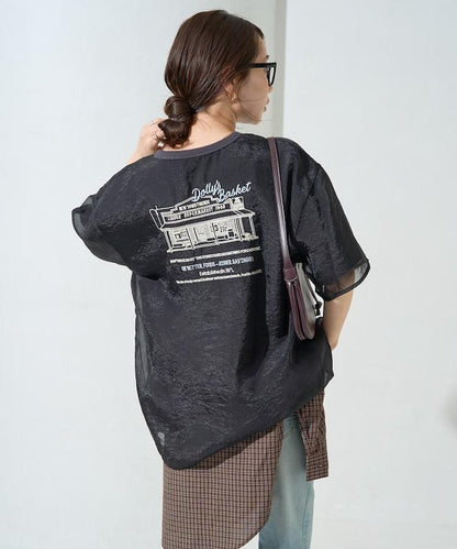 歐根紗 × T恤 背部刺繡 短袖 T恤