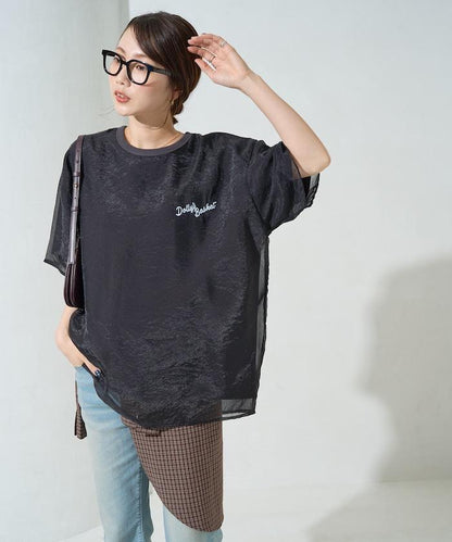 歐根紗 × T恤 背部刺繡 短袖 T恤